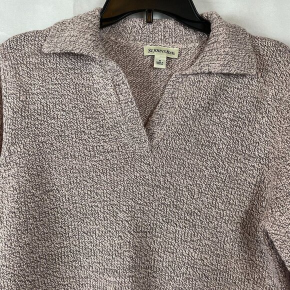 St. Johns Bay Women Beige Pullover Long Sleeves Ribbed Hem Sweater M - Picture 6 of 6